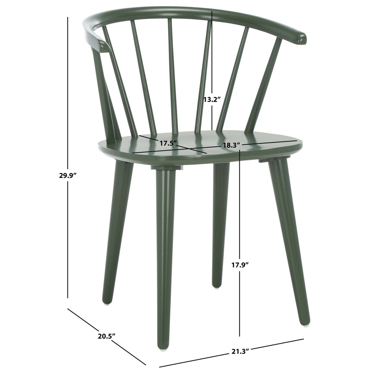 SAFAVIEH Home Blanchard 18-inch Curved Spindle Side Chair [SET of 2] - 21Wx21Dx30H