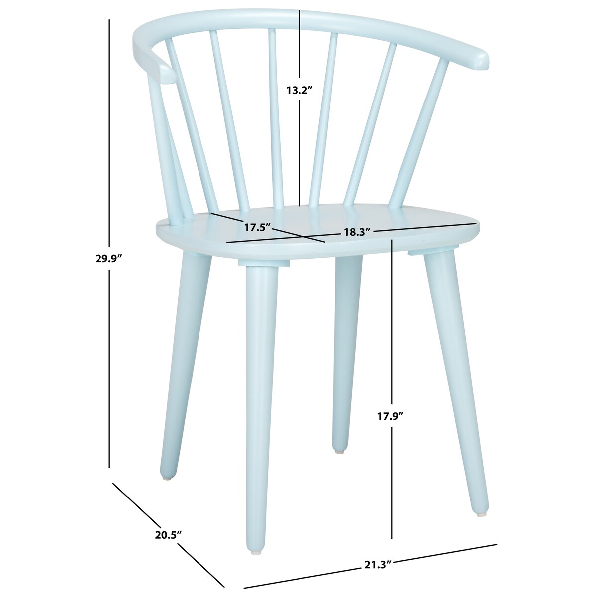 SAFAVIEH Home Blanchard 18-inch Curved Spindle Side Chair [SET of 2] - 21Wx21Dx30H