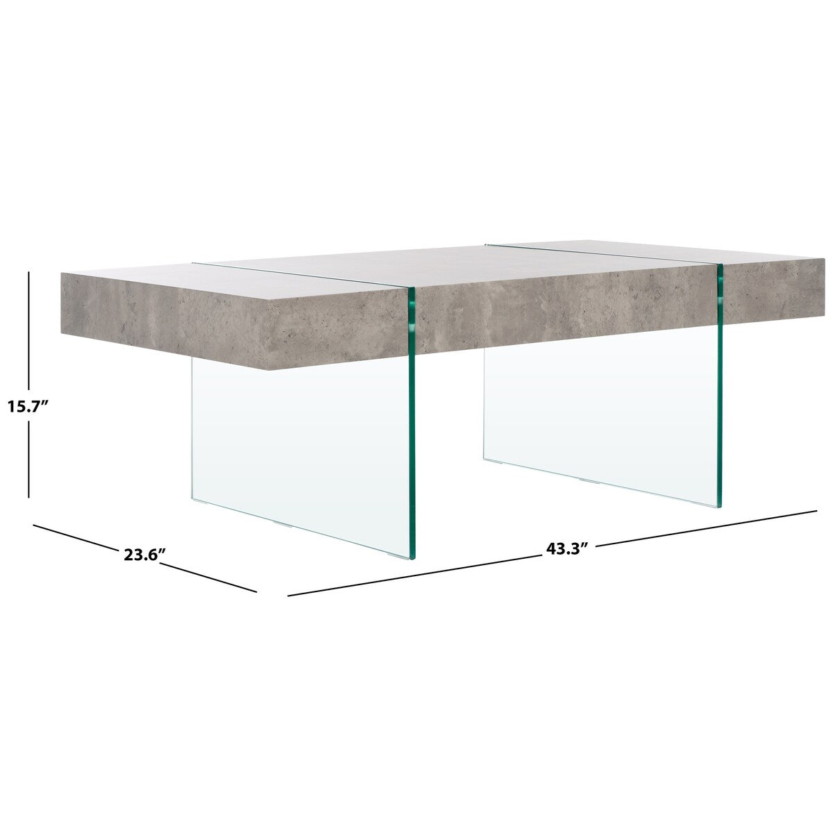 SAFAVIEH Home Jacob Rectangular Glass Leg Modern Coffee Table - 43Wx24Dx16H