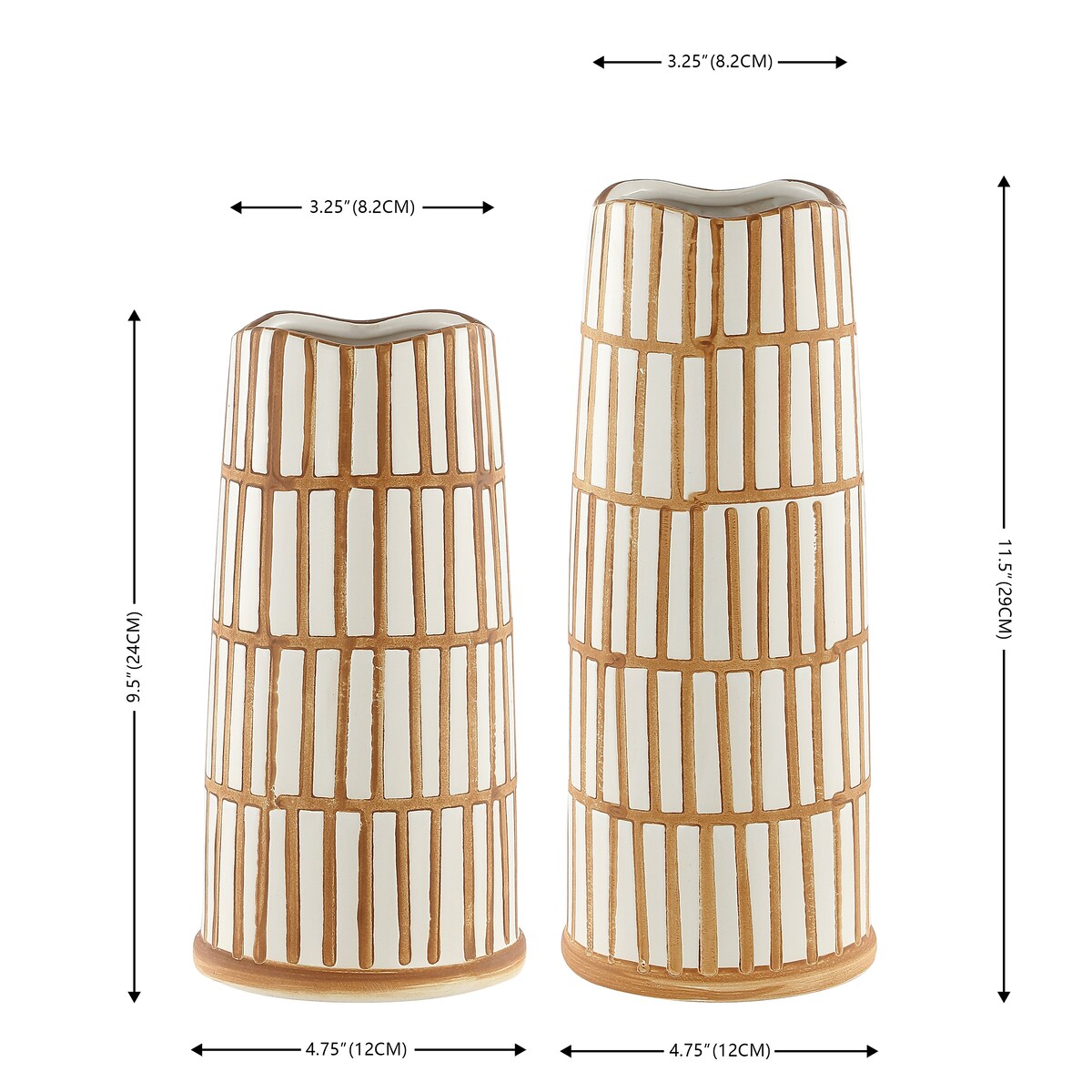 SAFAVIEH Home Kai Ceramic Vase [SET of 2] - 5Wx5Dx12H