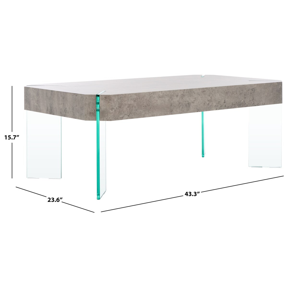 SAFAVIEH Home Katelyn Rectangular Contemporary Glass Leg Coffee Table - 43Wx24Dx16H