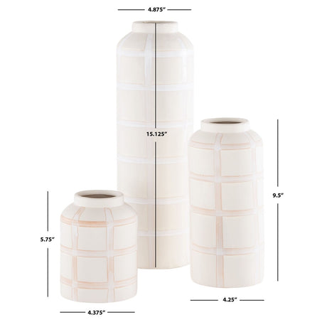 SAFAVIEH Home Luette Ceramic Vase [SET of 3] - 5Wx5Dx15H