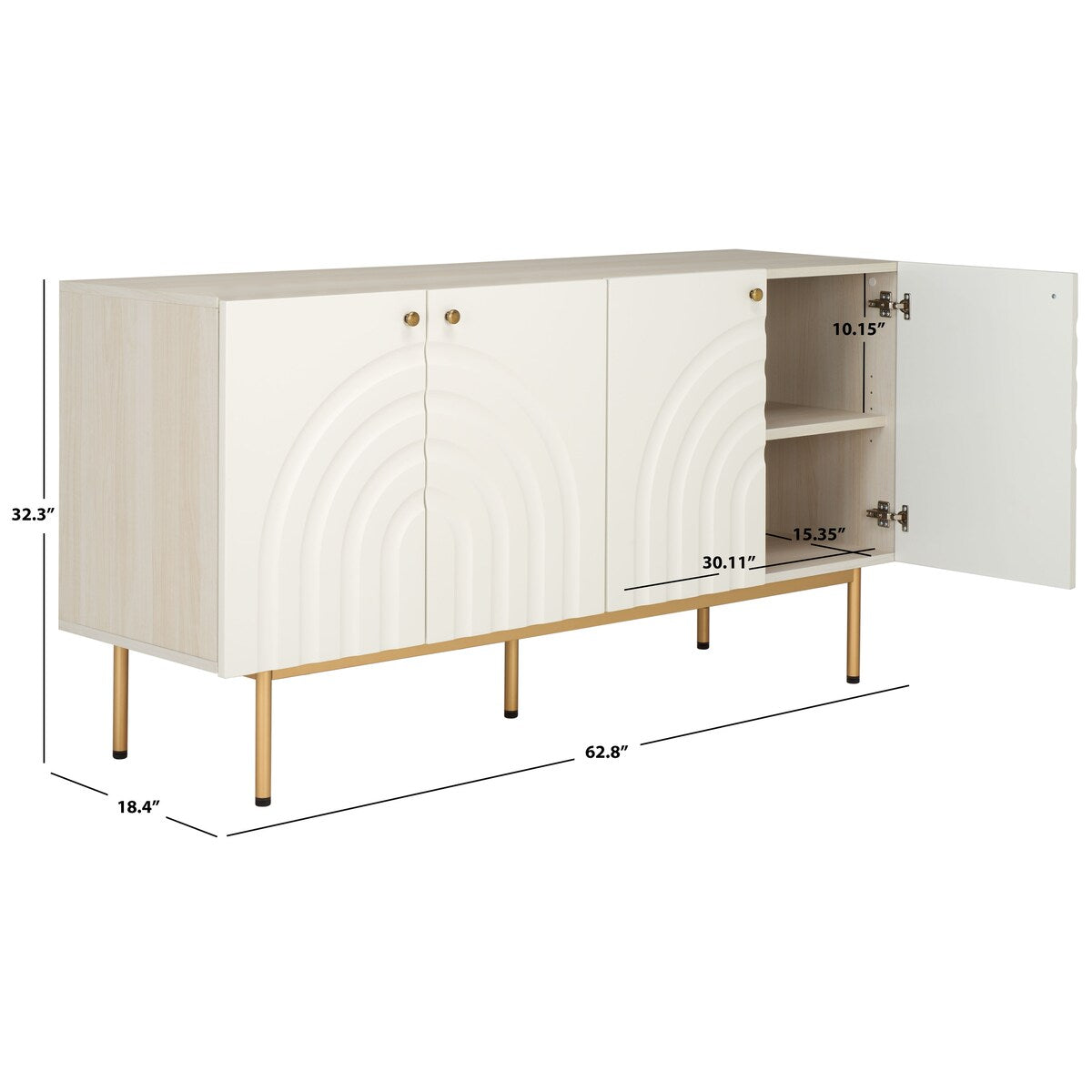 SAFAVIEH Home Mayln 4 Door Sideboard/Mediastand - 63Wx18Dx32H