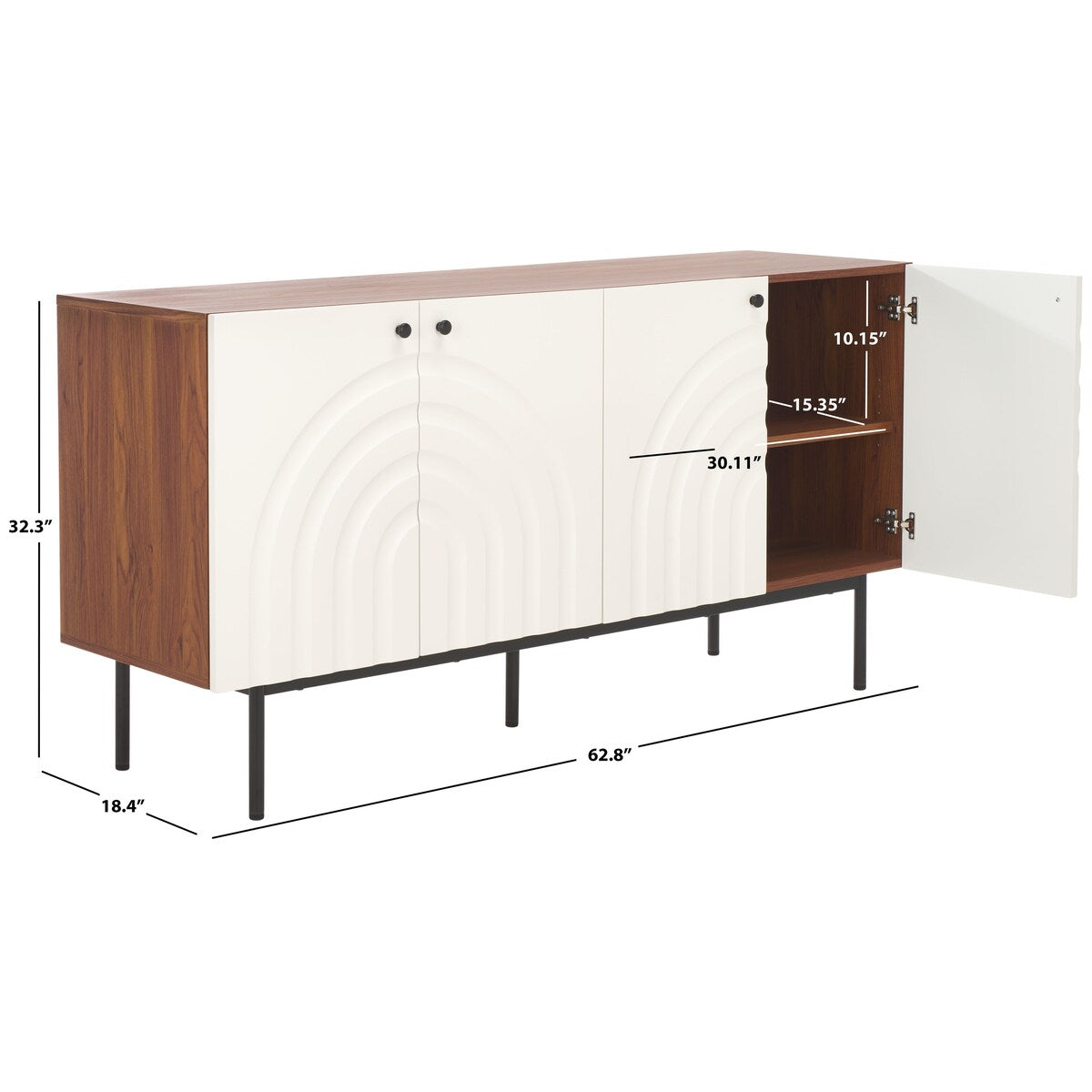 SAFAVIEH Home Mayln 4 Door Sideboard/Mediastand - 63Wx18Dx32H