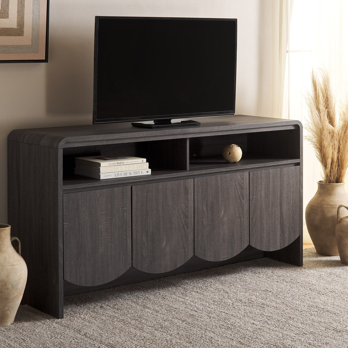 SAFAVIEH Home Narine 4 Door 2 Shelf Sideboard/Media Stand. - 61Wx18Dx32H