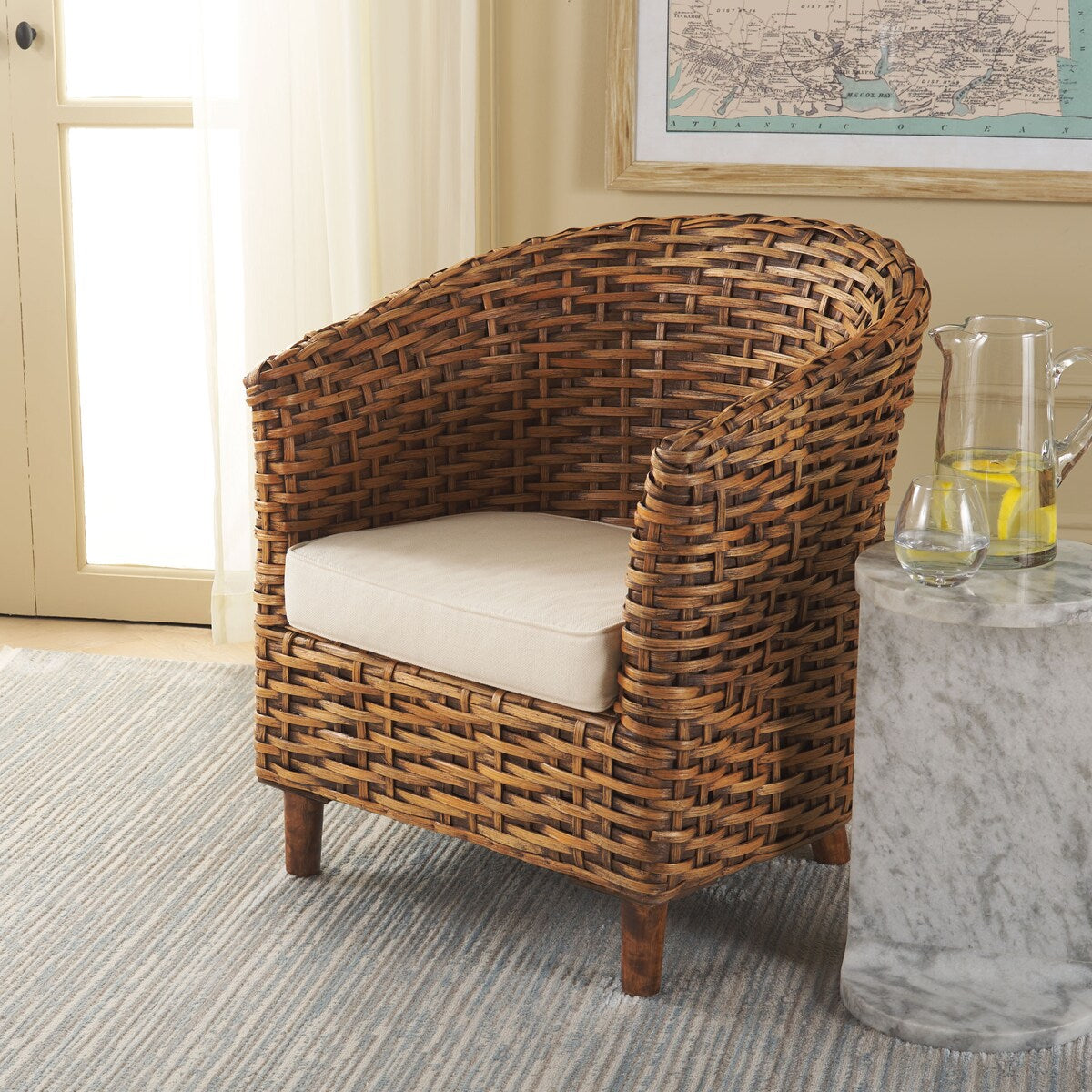 SAFAVIEH Home Omni Rattan Barrel Chair - 29Wx27Dx33H