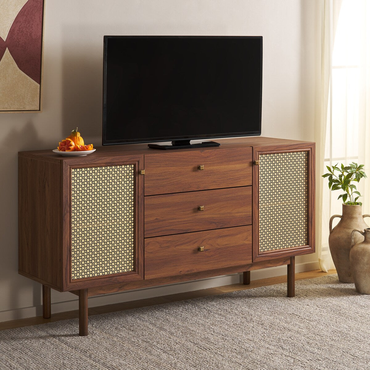 SAFAVIEH Home Piran 2 Door 3 Drawer Sideboard/Media. - 55Wx19Dx32H