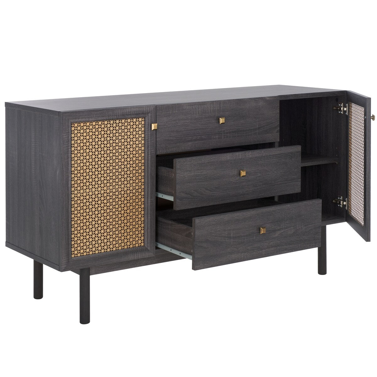 SAFAVIEH Home Piran 2 Door 3 Drawer Sideboard/Media. - 55Wx19Dx32H