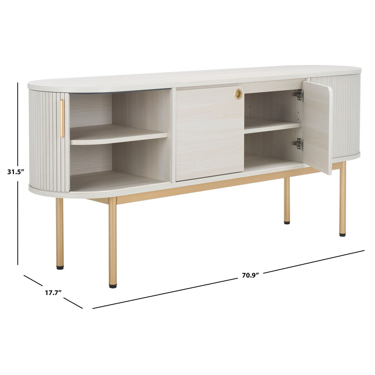 SAFAVIEH Home Shaelynn 4 Door Sideboard/Media Stand - 71Wx18Dx32H