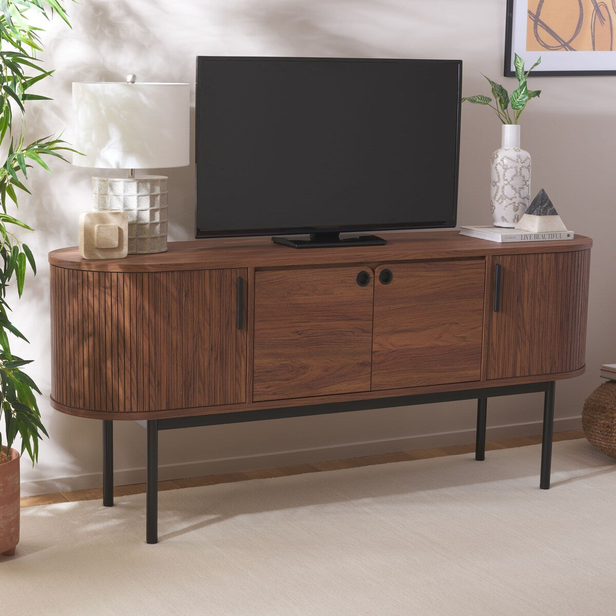 SAFAVIEH Home Shaelynn 4 Door Sideboard/Media Stand - 71Wx18Dx32H