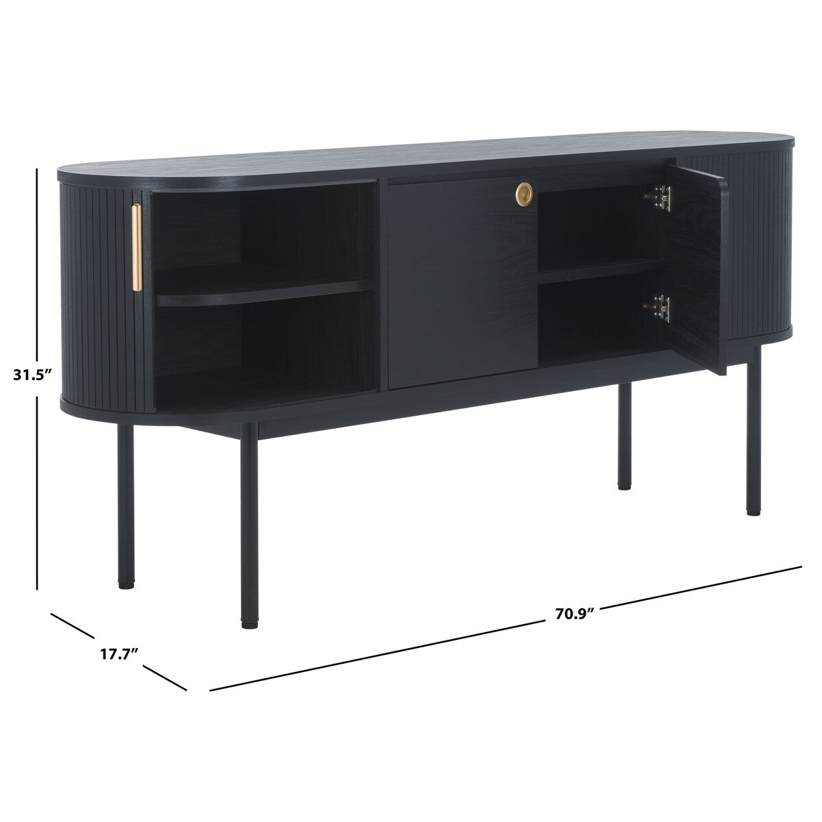 SAFAVIEH Home Shaelynn 4 Door Sideboard/Media Stand - 71Wx18Dx32H