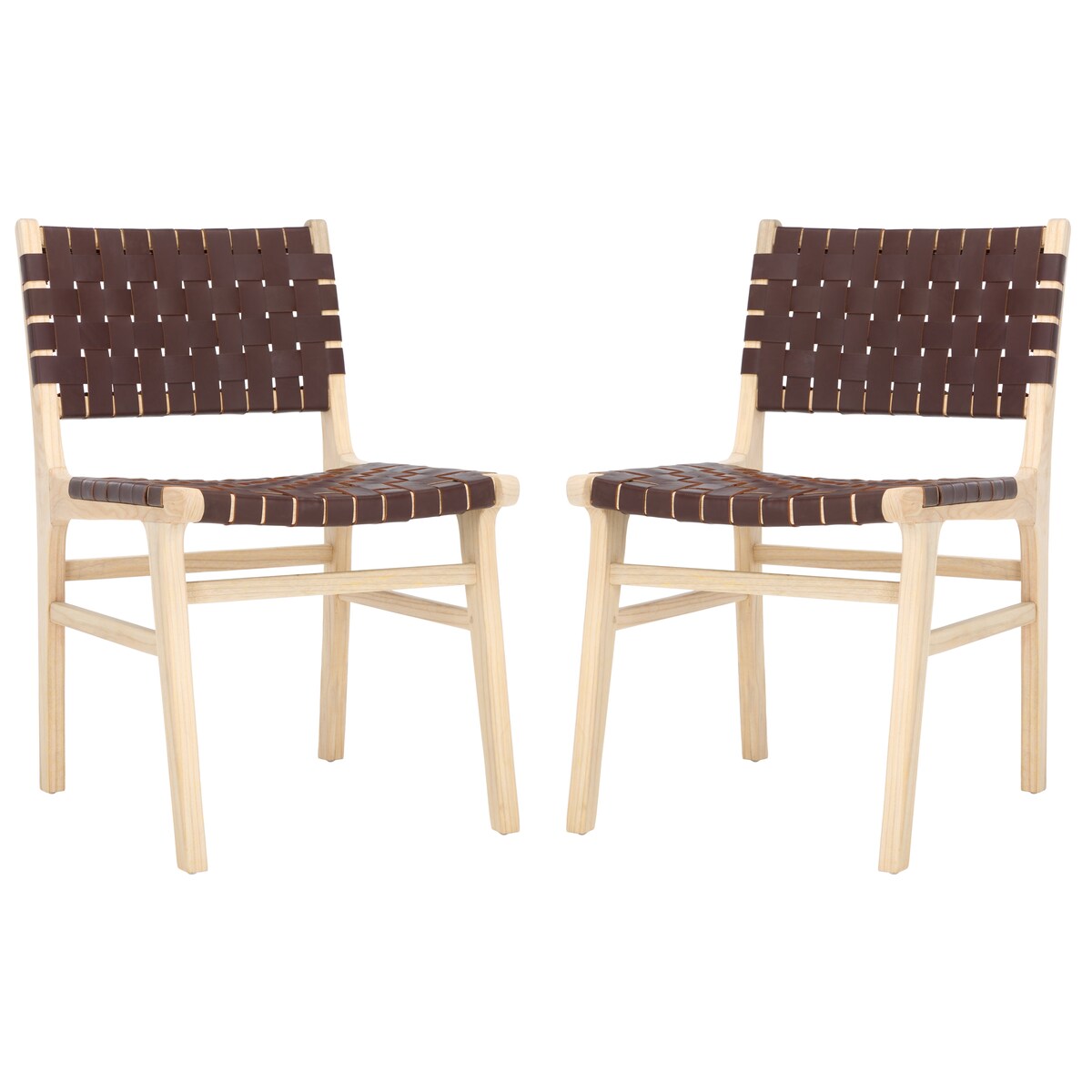 SAFAVIEH Home Taika 18-inch Woven Leather Dining Chair [SET of 2] - 20Wx22Dx33H