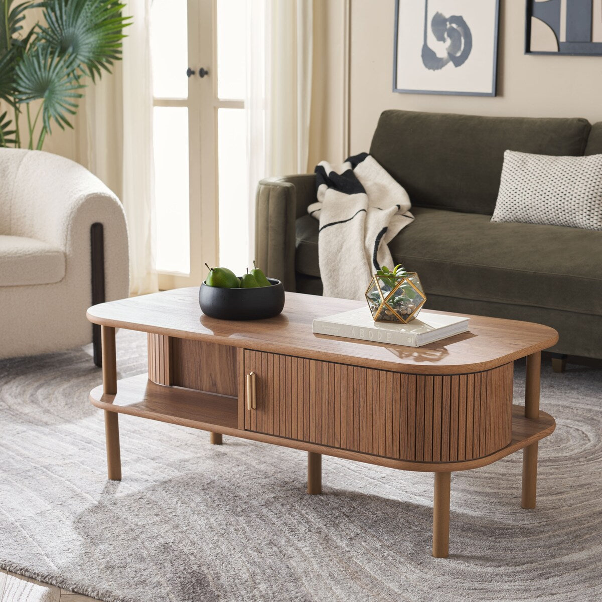 SAFAVIEH Home Tealla 2 Tambour Door Coffee Table - 43Wx22Dx17H