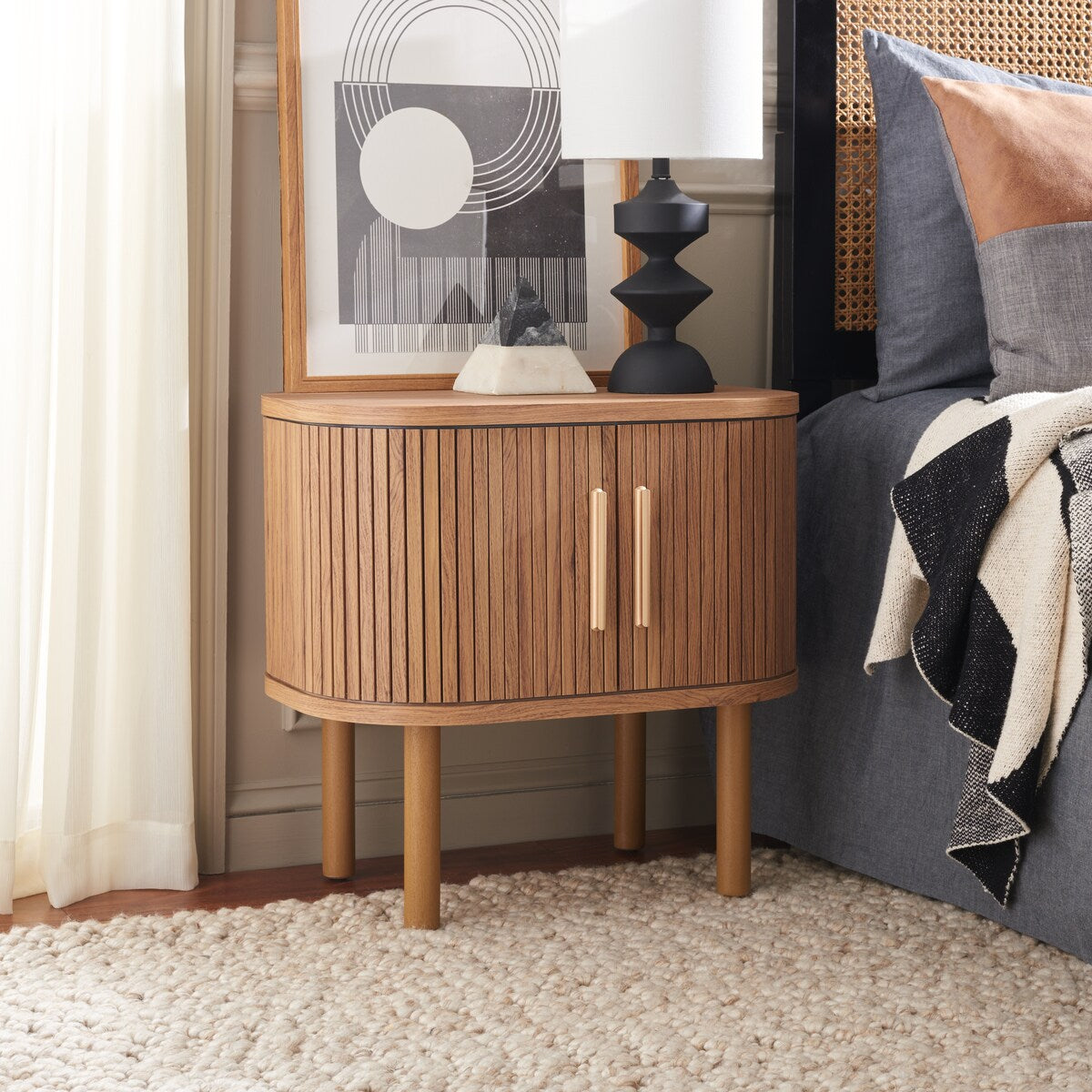 SAFAVIEH Home Tealla 2 Tambour Door Nightstand