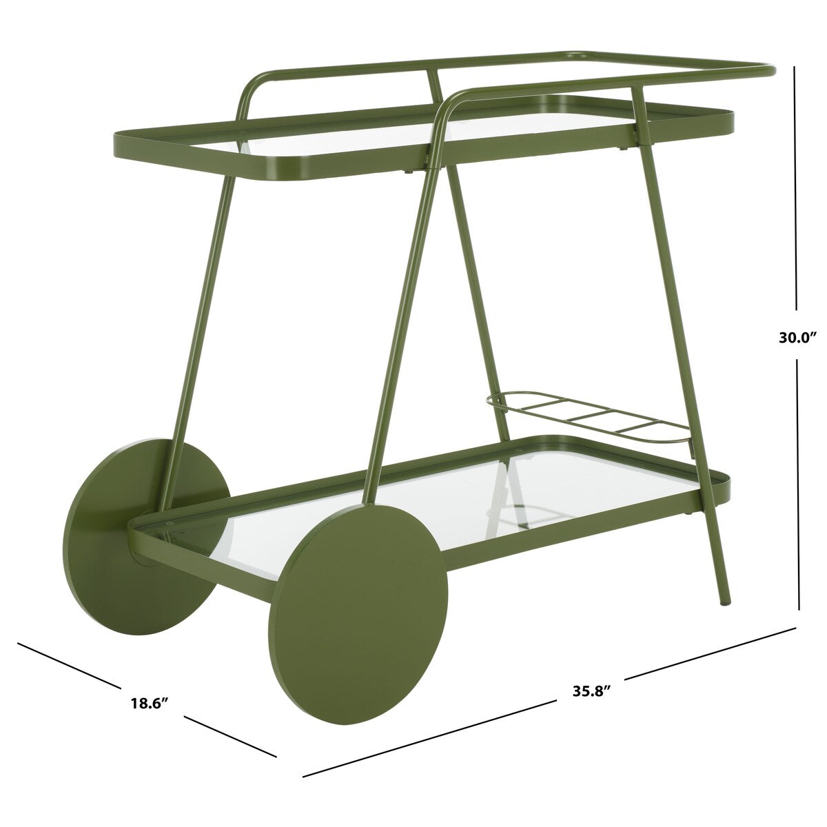 SAFAVIEH Home Zunia 2 Tier Bar Cart - 36Wx19Dx30H