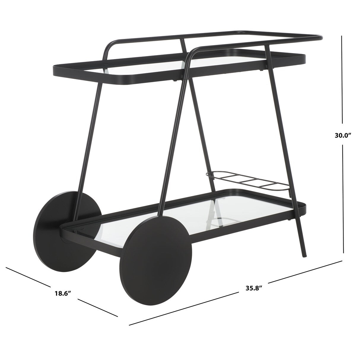 SAFAVIEH Home Zunia 2 Tier Bar Cart - 36Wx19Dx30H