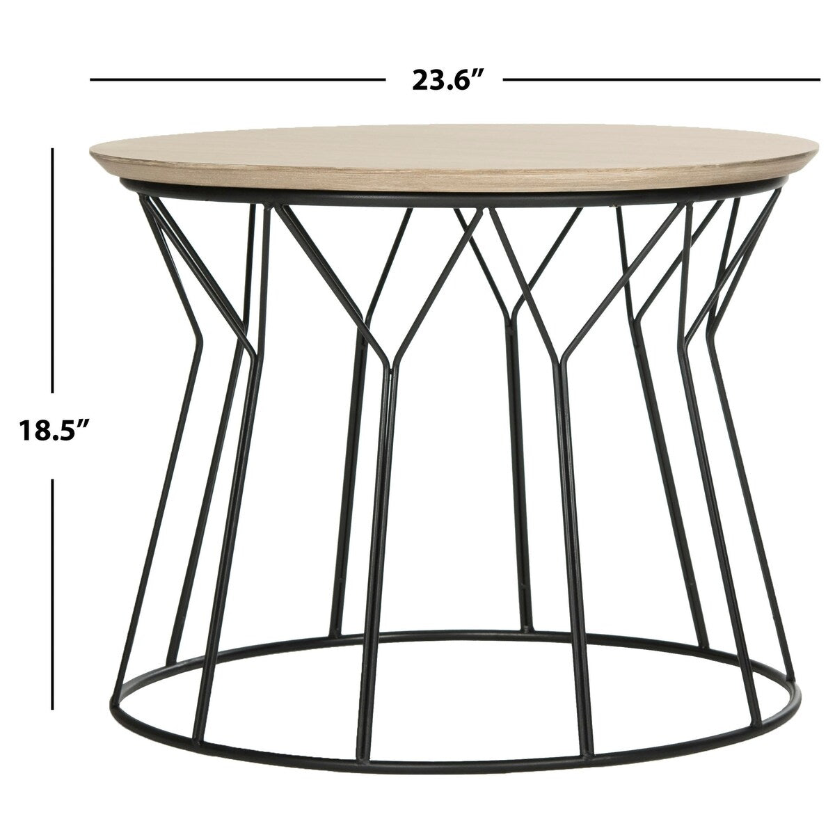 SAFAVIEH Honorat Mid-Century Modern Light Grey / Black End Table - 23.6" x 23.6" x 18.5" - 24Wx24Dx19H