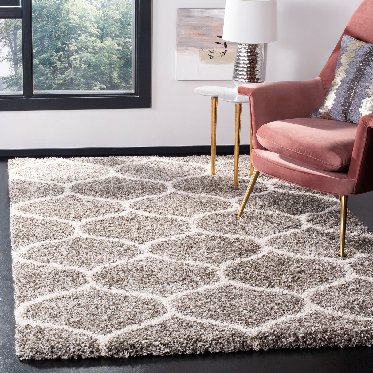 SAFAVIEH Hudson Shag Pushpa Trellis 2-inch Thick Area Rug