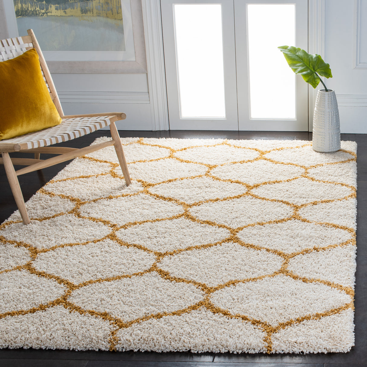 SAFAVIEH Hudson Shag Pushpa Trellis 2-inch Thick Area Rug