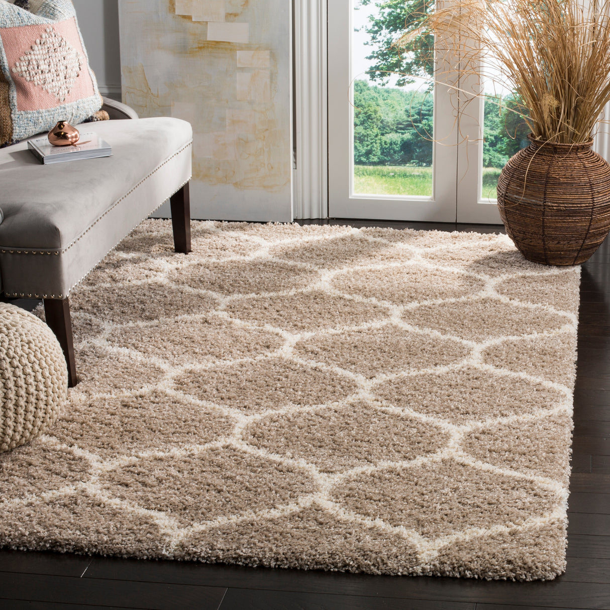 SAFAVIEH Hudson Shag Pushpa Trellis 2-inch Thick Area Rug