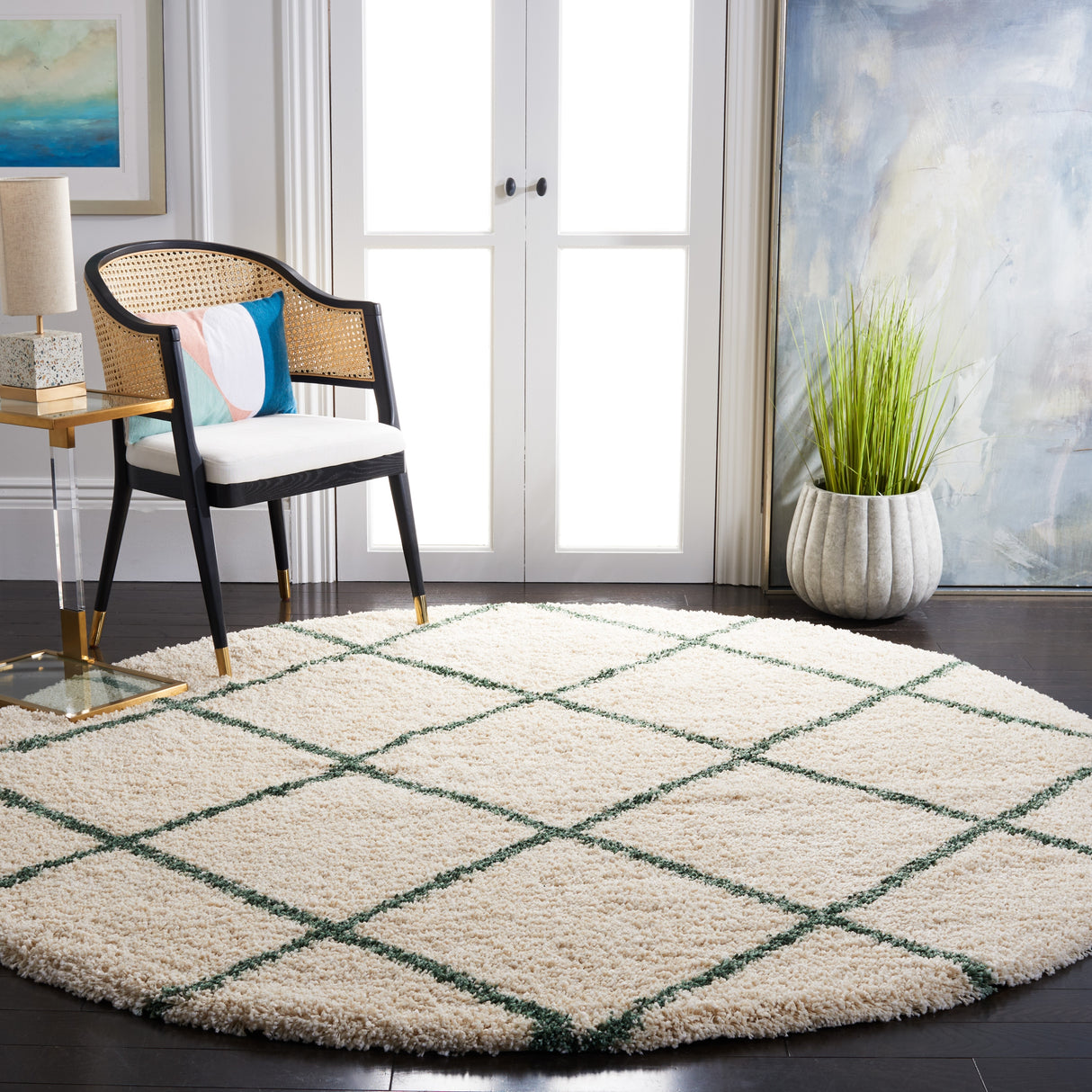 SAFAVIEH Hudson Shag Raili Diamond Trellis 2-inch Thick Rug