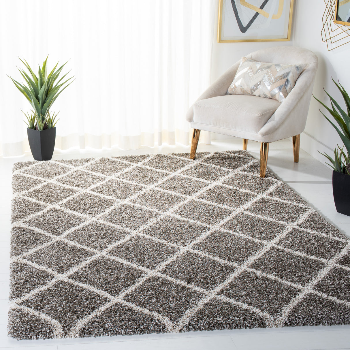 SAFAVIEH Hudson Shag Sherree Trellis 2-inch Thick Rug