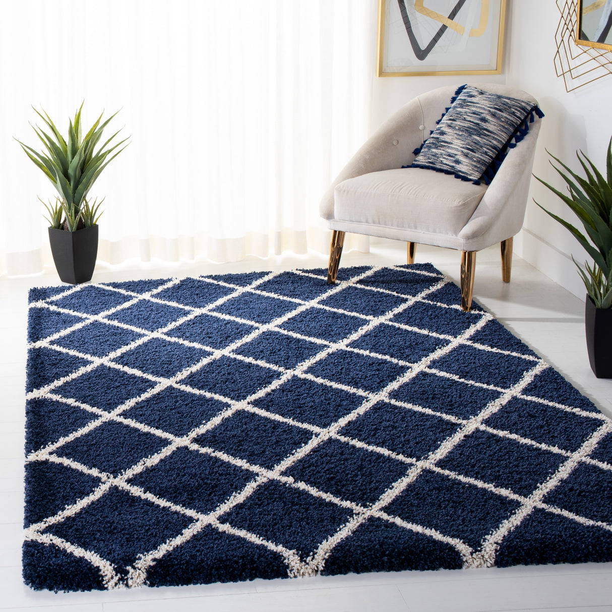 SAFAVIEH Hudson Shag Sherree Trellis 2-inch Thick Rug