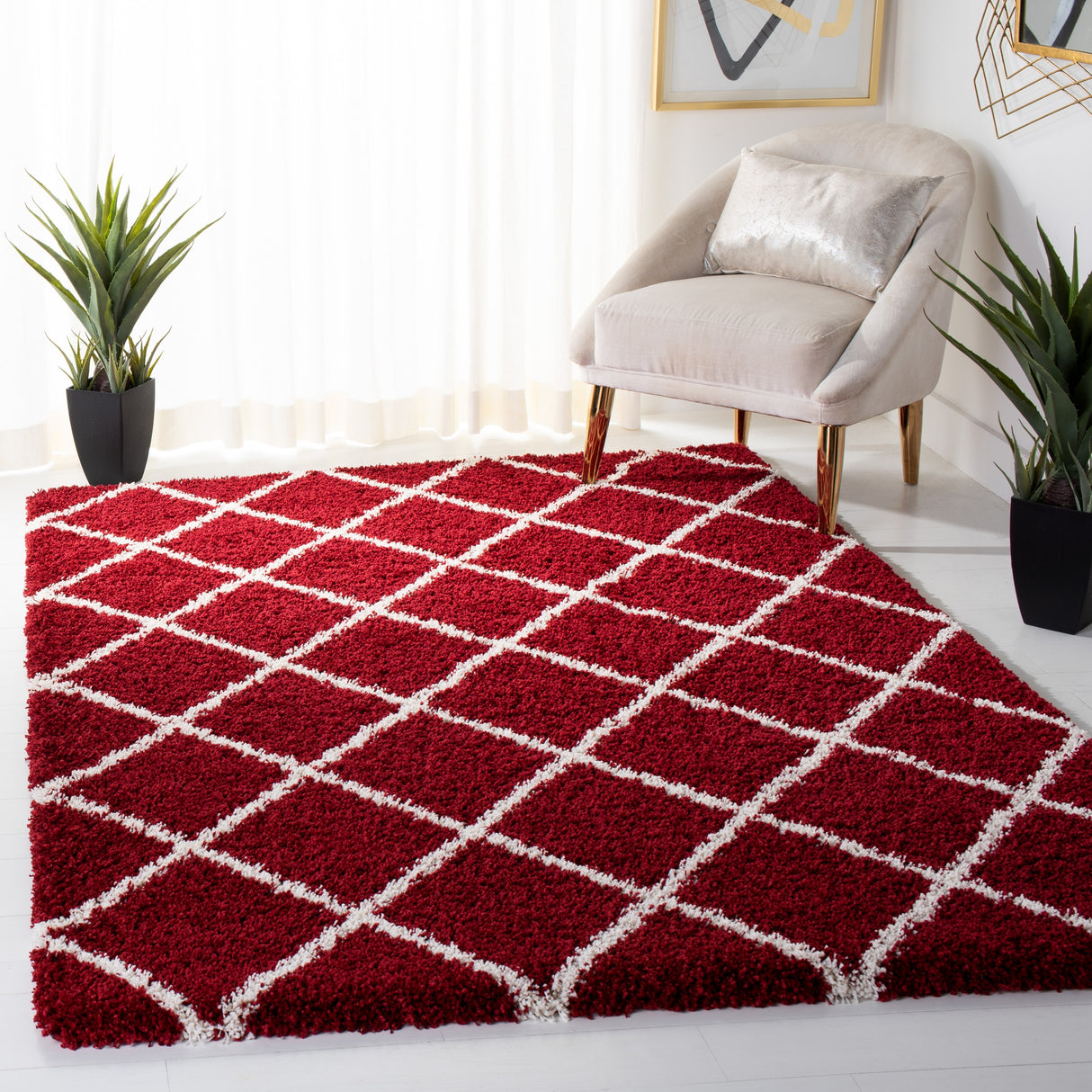 SAFAVIEH Hudson Shag Sherree Trellis 2-inch Thick Rug