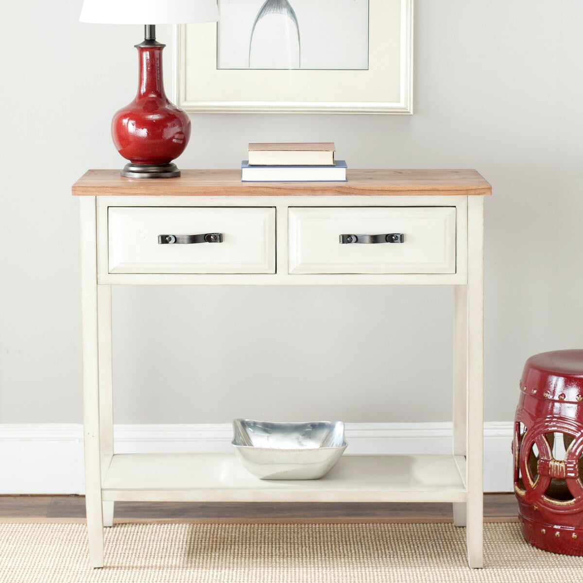 SAFAVIEH Idajete White Console Table - 35.8" x 15" x 34.1" - 36Wx15Dx34H