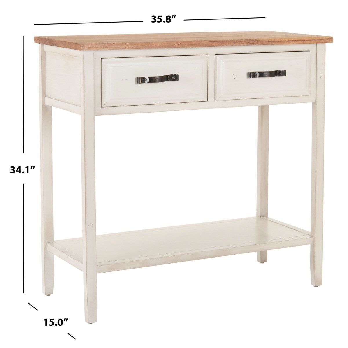 SAFAVIEH Idajete White Console Table - 35.8" x 15" x 34.1" - 36Wx15Dx34H