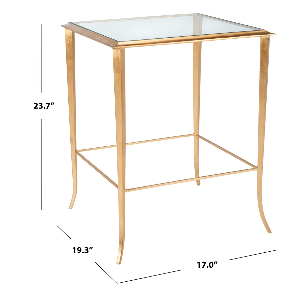 SAFAVIEH Illa Hidden Treasures Glass Top Brass Accent Table - 17" x 19.3" x 23.7" - 17Wx19Dx24H