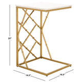 SAFAVIEH Iola Marble Top Geometric C-Table (Fully Assembled) - 16.3 In. W x 14.3 In. D x 25 In. H - 16Wx14Dx25H