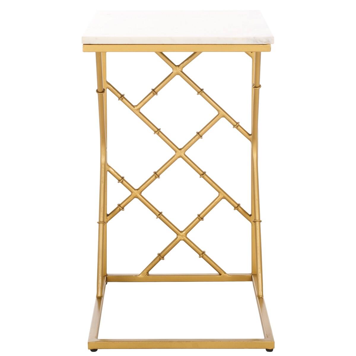 SAFAVIEH Iola Marble Top Geometric C-Table (Fully Assembled) - 16.3 In. W x 14.3 In. D x 25 In. H - 16Wx14Dx25H