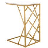 SAFAVIEH Iola Marble Top Geometric C-Table (Fully Assembled) - 16.3 In. W x 14.3 In. D x 25 In. H - 16Wx14Dx25H