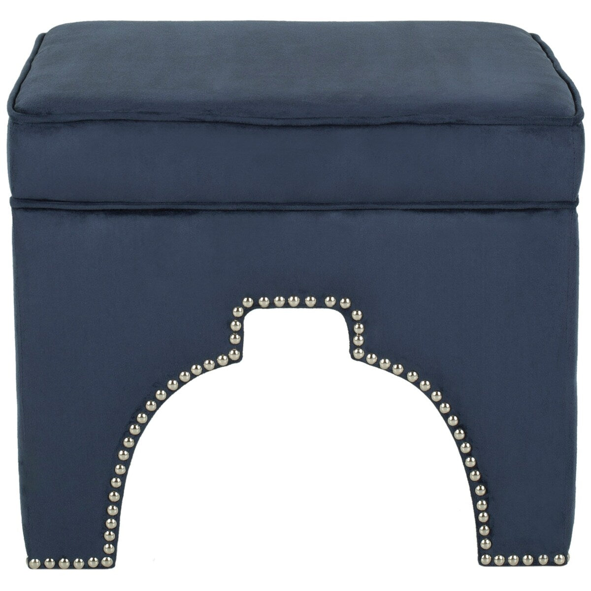 SAFAVIEH Irmgard Black Leather Ottoman