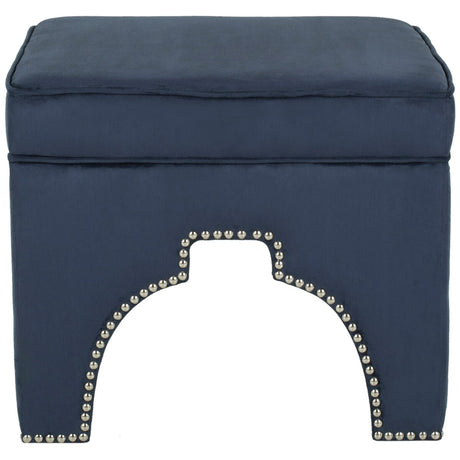 SAFAVIEH Irmgard Black Leather Ottoman