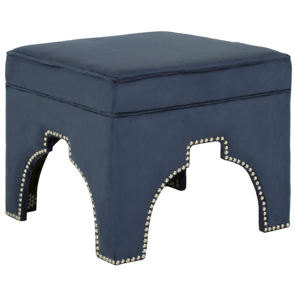 SAFAVIEH Irmgard Black Leather Ottoman