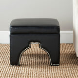 SAFAVIEH Irmgard Black Leather Ottoman