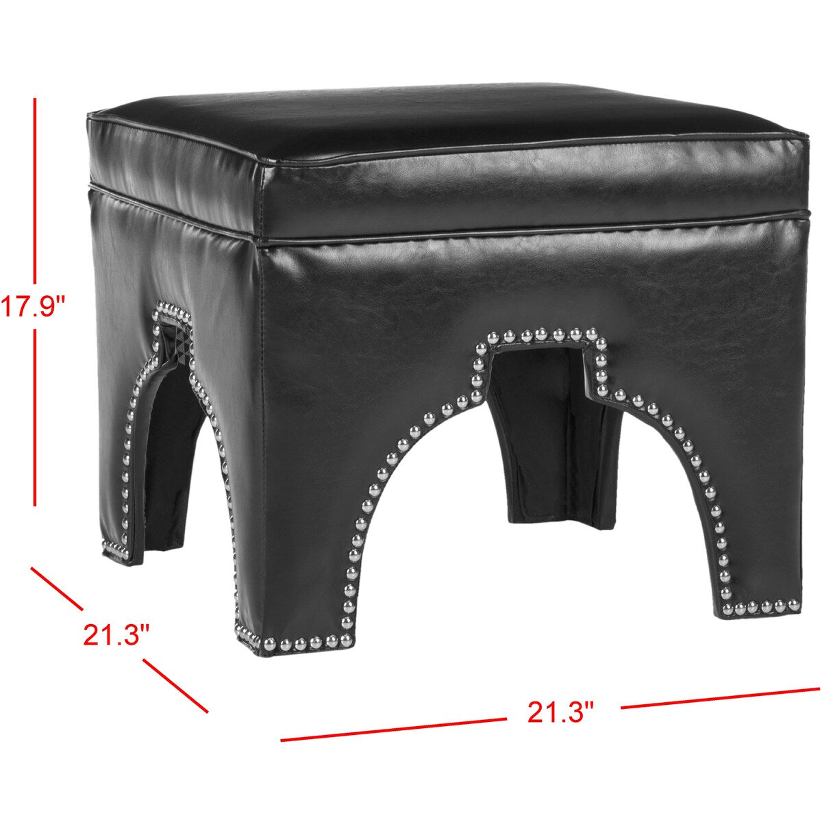 SAFAVIEH Irmgard Black Leather Ottoman