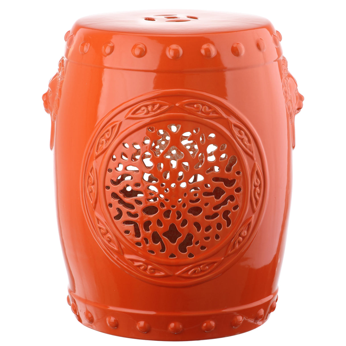 SAFAVIEH Irsila Flower White Drum Ceramic Decorative Garden Stool