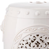 SAFAVIEH Irsila Flower White Drum Ceramic Decorative Garden Stool