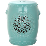 SAFAVIEH Irsila Flower White Drum Ceramic Decorative Garden Stool