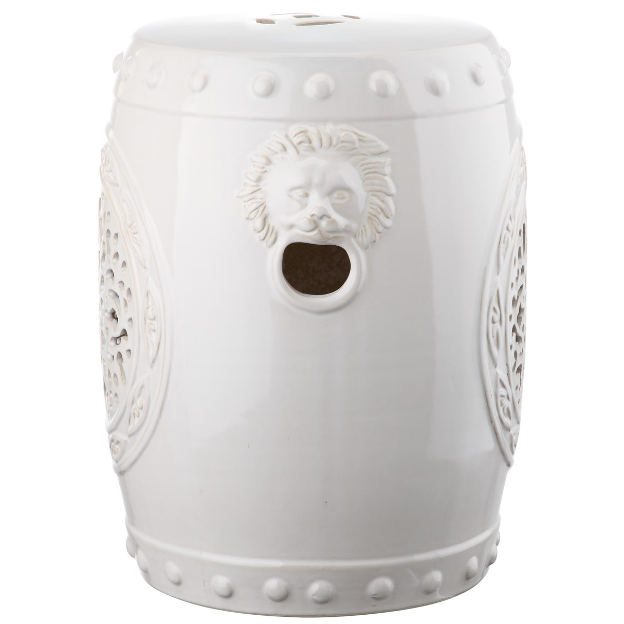 SAFAVIEH Irsila Flower White Drum Ceramic Decorative Garden Stool