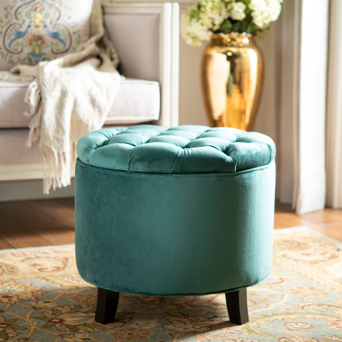 SAFAVIEH Ivette Grey Storage Ottoman