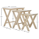 SAFAVIEH Izabela Antiqued White Birch Nesting Tables (Set of 3) - 24.4" x 16.5" x 23.8" - 24Wx17Dx24H