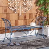 SAFAVIEH Izabella Victorian Wrought Iron 51-inch Outdoor Garden Bench - 51 In. W x 16 In. D x 27 In. H - 51Wx16Dx27H