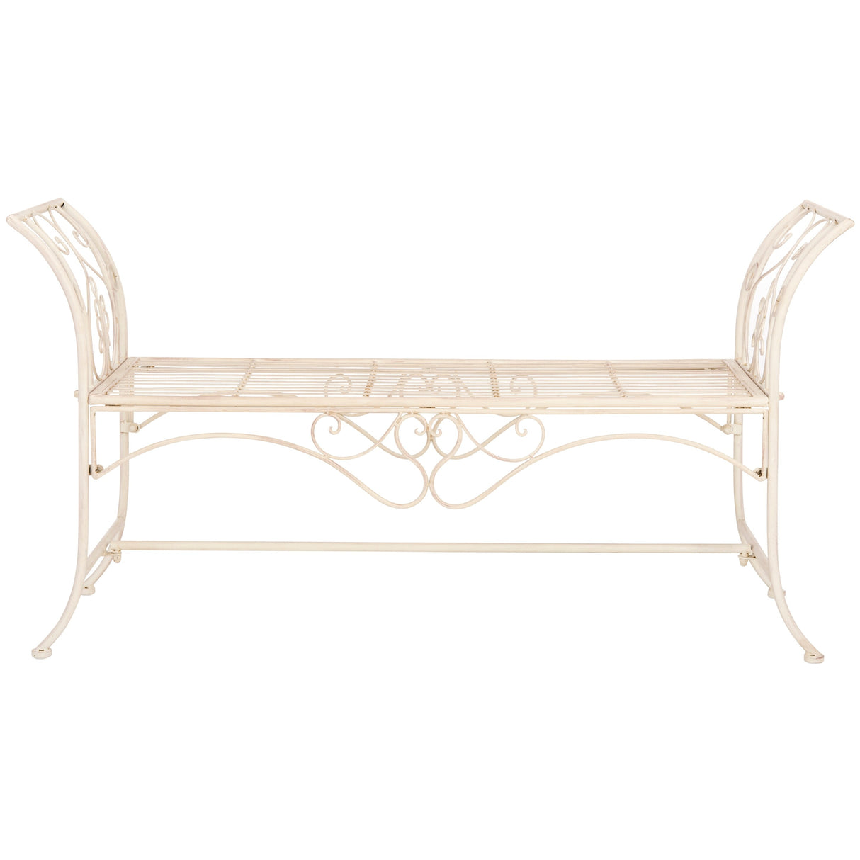 SAFAVIEH Izabella Victorian Wrought Iron 51-inch Outdoor Garden Bench - 51 In. W x 16 In. D x 27 In. H - 51Wx16Dx27H