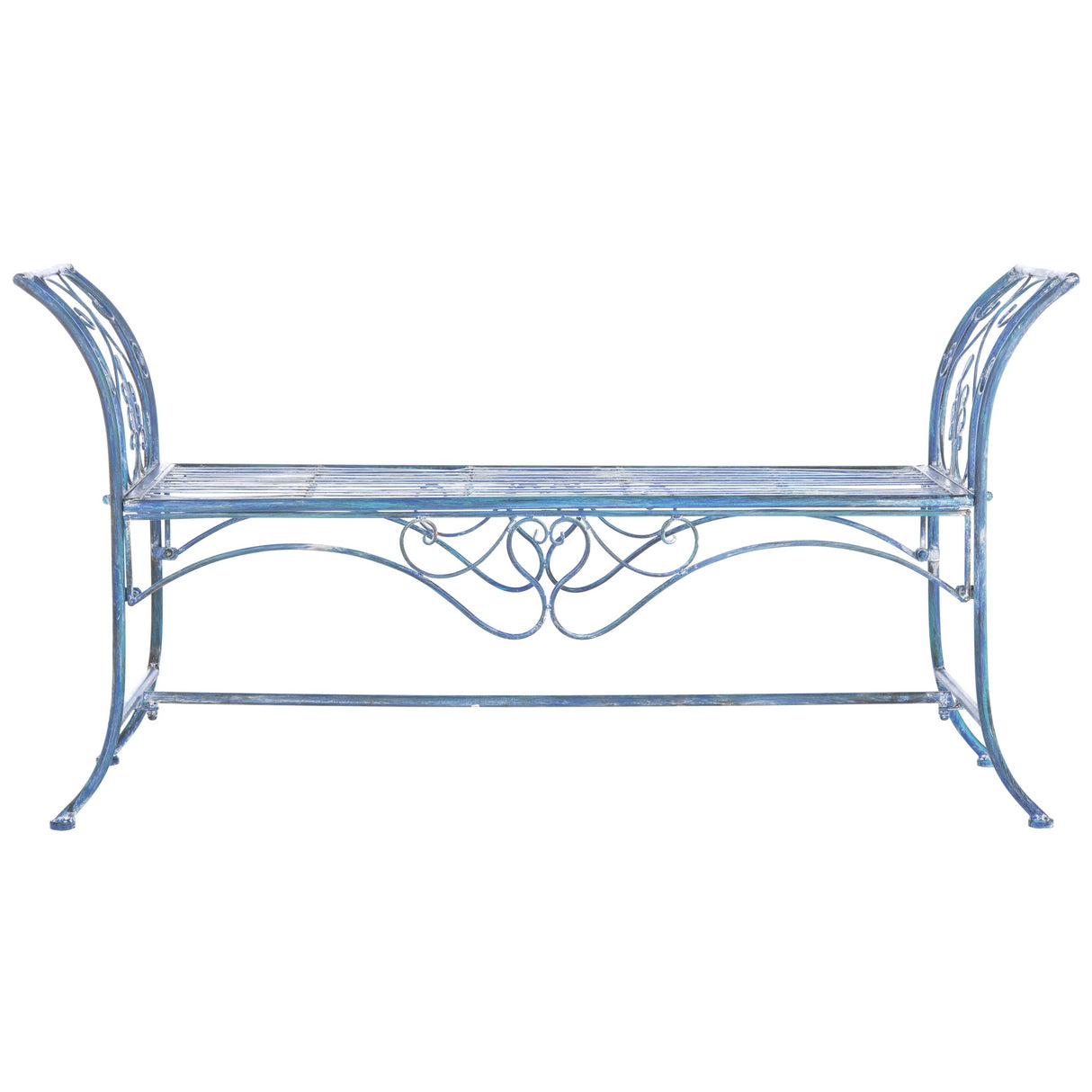 SAFAVIEH Izabella Victorian Wrought Iron 51-inch Outdoor Garden Bench - 51 In. W x 16 In. D x 27 In. H - 51Wx16Dx27H