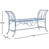 SAFAVIEH Izabella Victorian Wrought Iron 51-inch Outdoor Garden Bench - 51 In. W x 16 In. D x 27 In. H - 51Wx16Dx27H