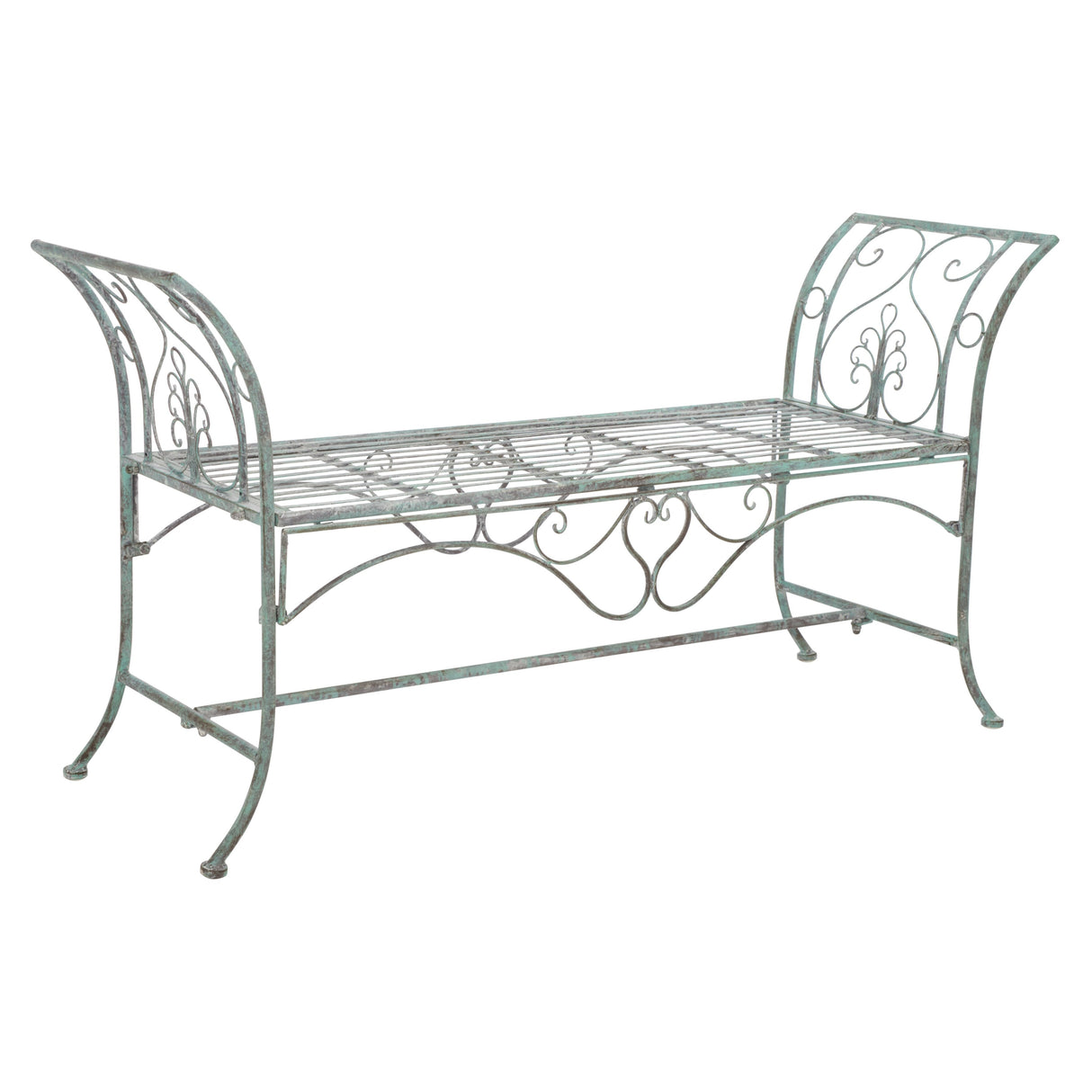 SAFAVIEH Izabella Victorian Wrought Iron 51-inch Outdoor Garden Bench - 51 In. W x 16 In. D x 27 In. H - 51Wx16Dx27H